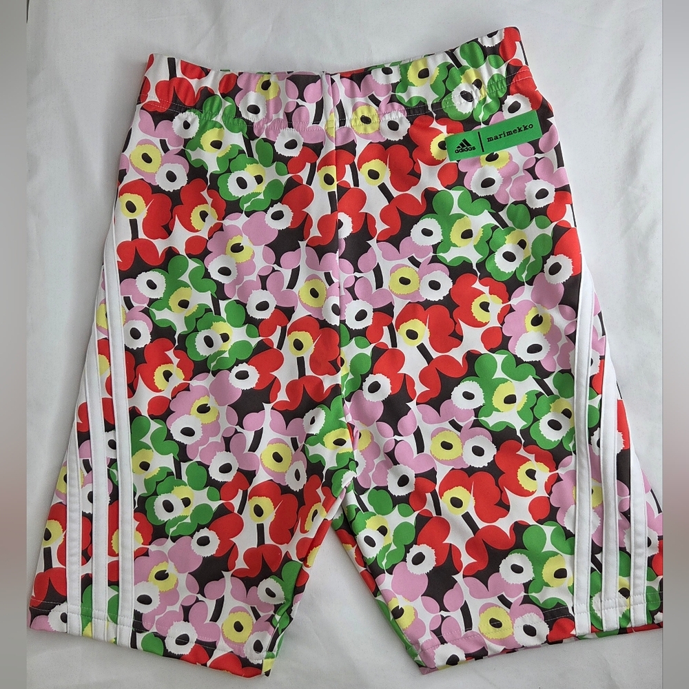 adidas Size S Women's Floral Biker Shorts Design In Colaboration W/ Marimekko - Picture 1 of 7